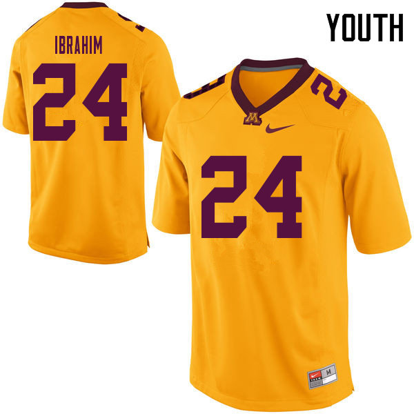 Youth #24 Mohamed Ibrahim Minnesota Golden Gophers College Football Jerseys Sale-Yellow - Click Image to Close